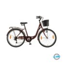 Ženski gradski bicikl Maccina Avenue u bordo boji sa pletenom korpom