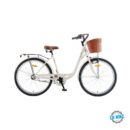 Ženski gradski bicikl Maccina Avenue u bež boji sa pletenom korpom